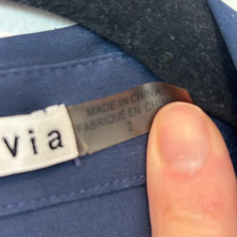 Alice + Olivia Deep Blue Long Sleeve Silk Dress 212 - Picture 5 of 9